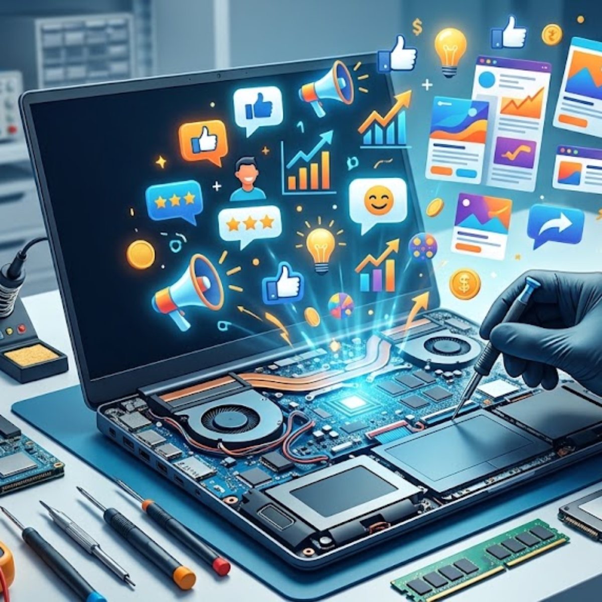 ۵۰ متن تبلیغاتی برای جذب مشتری تعمیرات لپ‌تاپ و کامپیوتر
